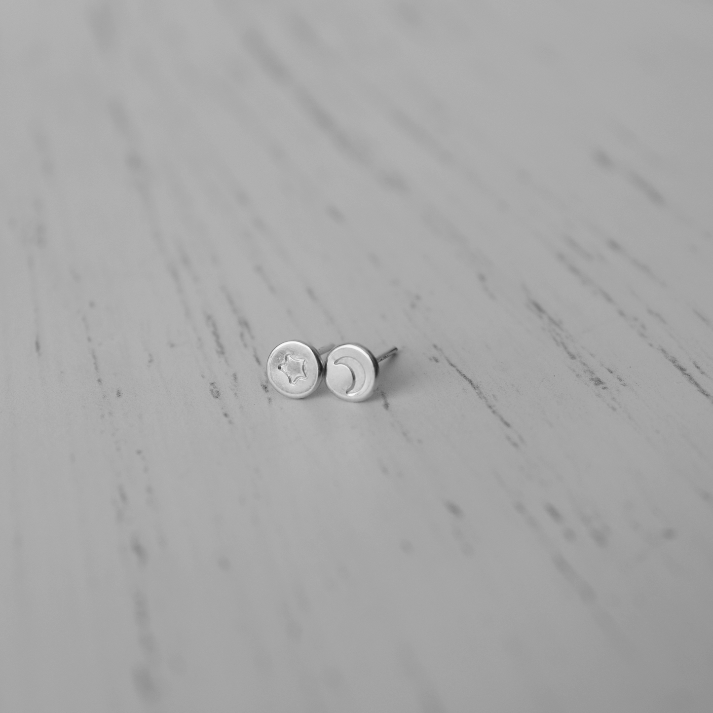 Star & Moon stamped studs - Aligned Gemini Co