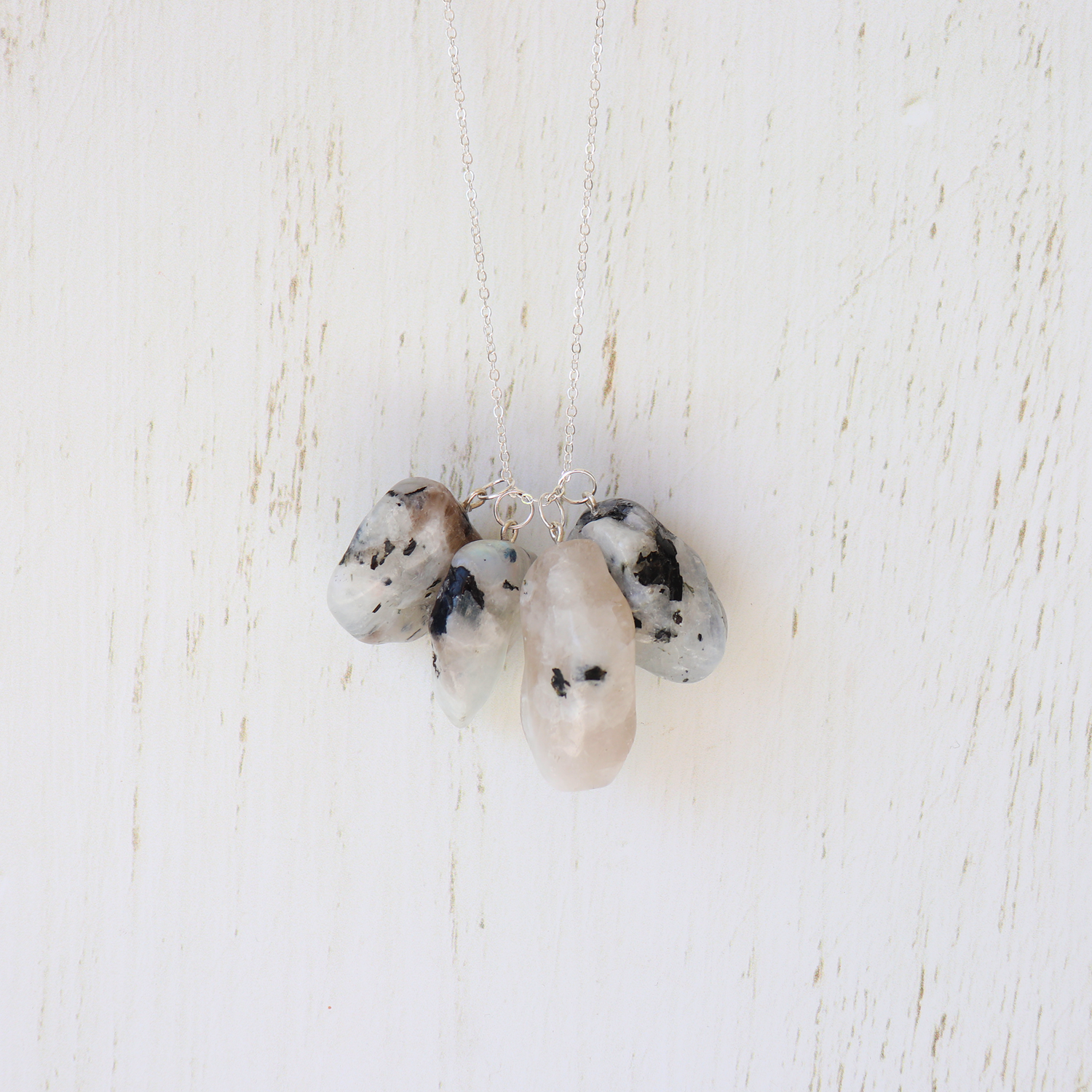 Moonstone & Tourmaline Crystal Necklace - Aligned Gemini Co