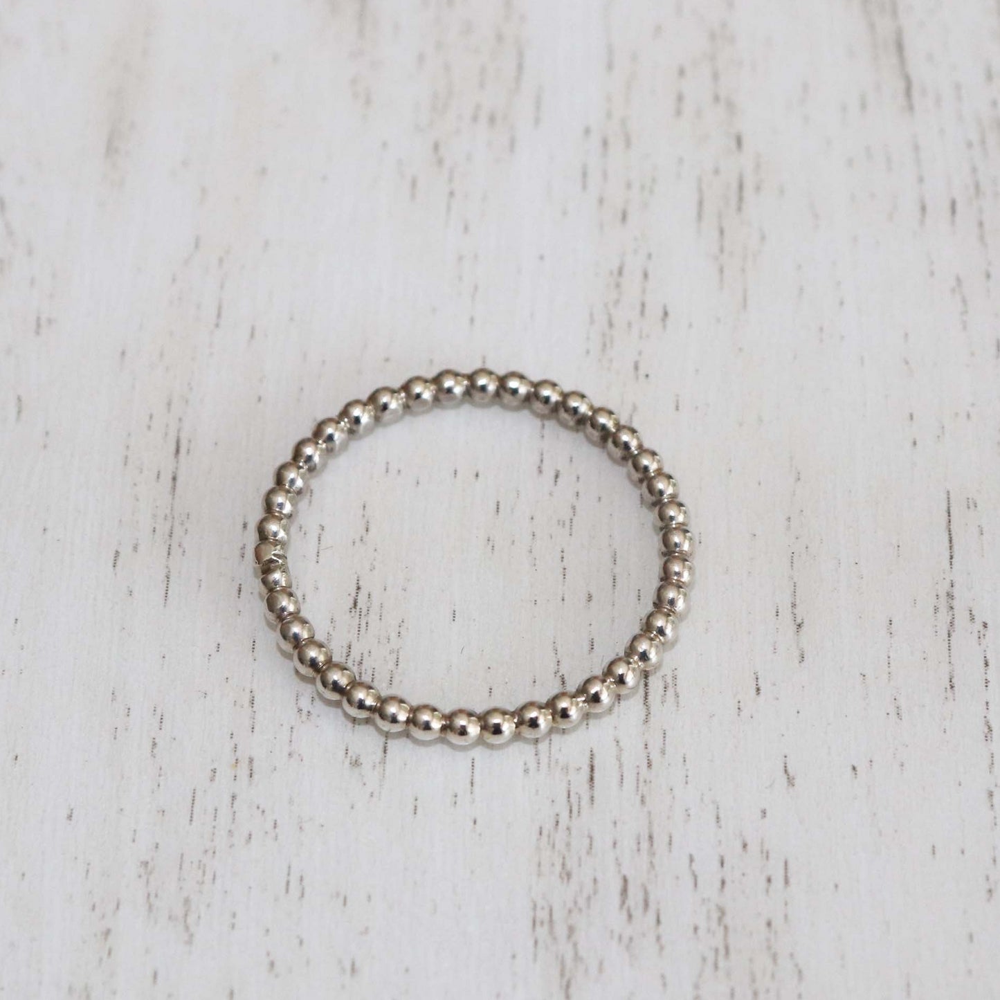 Silver Pearl Wire Band Ring - Vintage Rose Handmade Jewellery