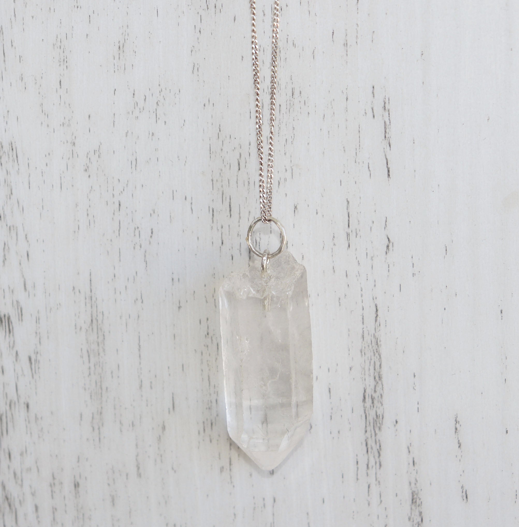 Raw clear sales quartz necklace