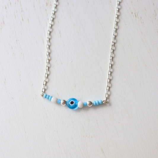 Evil Eye Beaded Necklace - Aligned Gemini Co