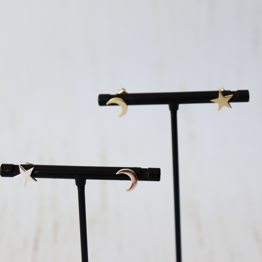 Moon & Star Studs - Aligned Gemini Co