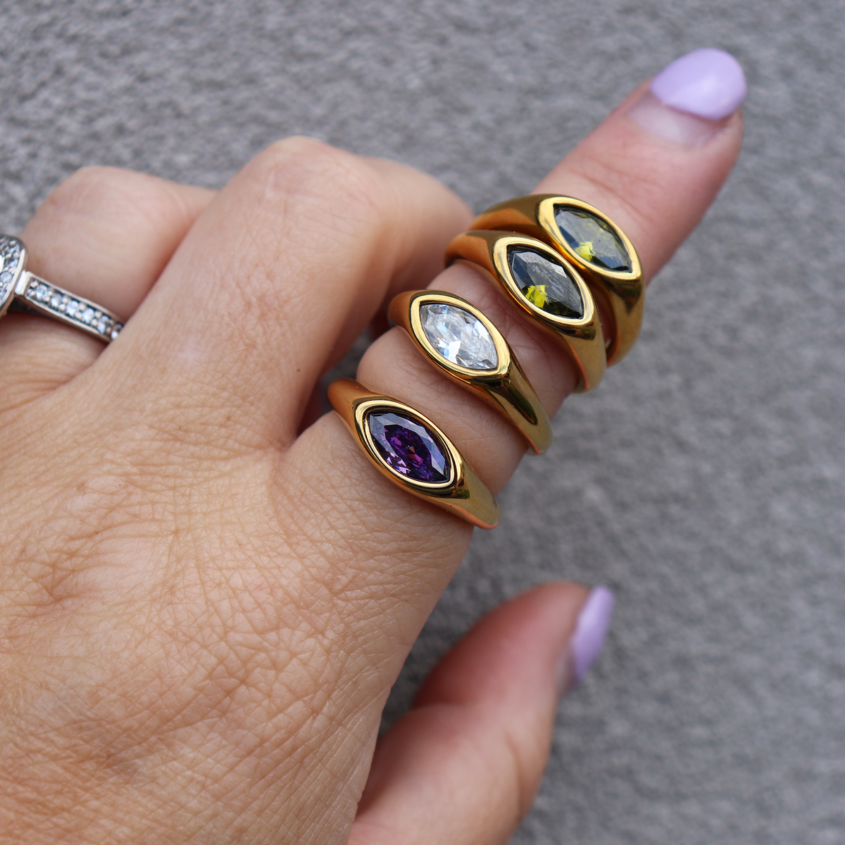 Marquise Zircon Signet Ring - Aligned Gemini Co