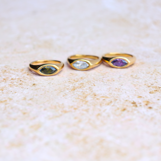 Marquise Zircon Signet Ring - Aligned Gemini Co