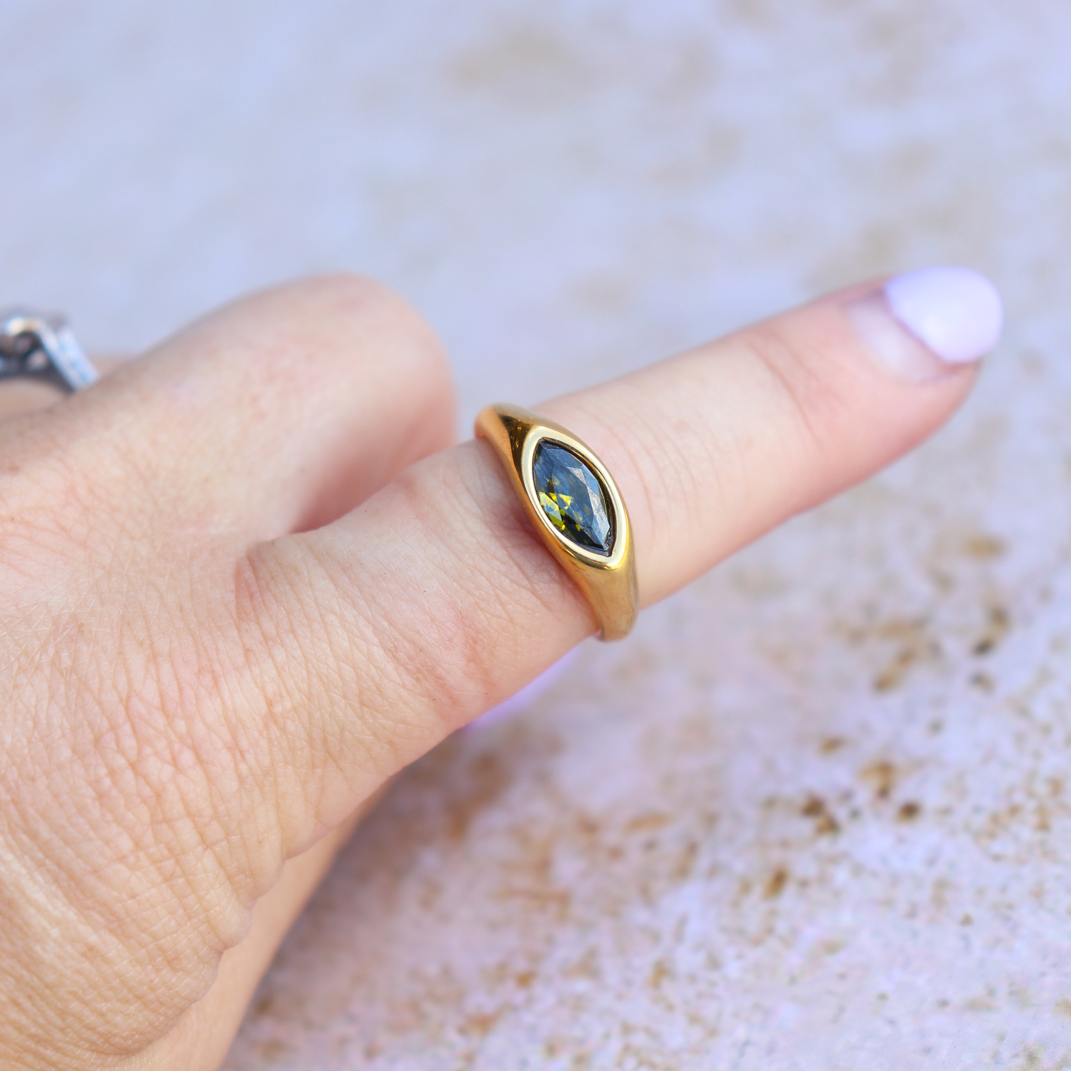 Marquise Zircon Signet Ring - Aligned Gemini Co