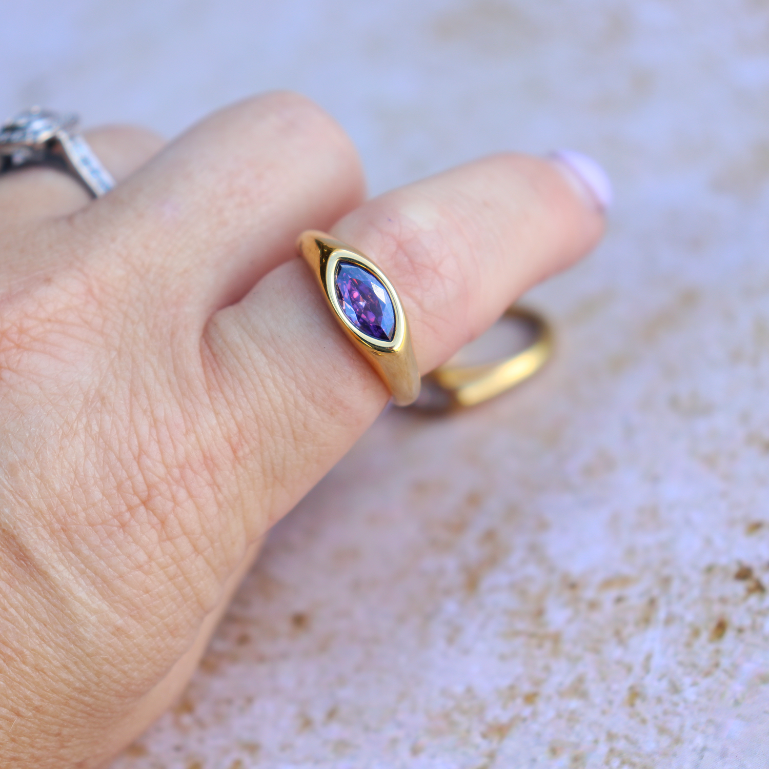 Marquise Zircon Signet Ring - Aligned Gemini Co