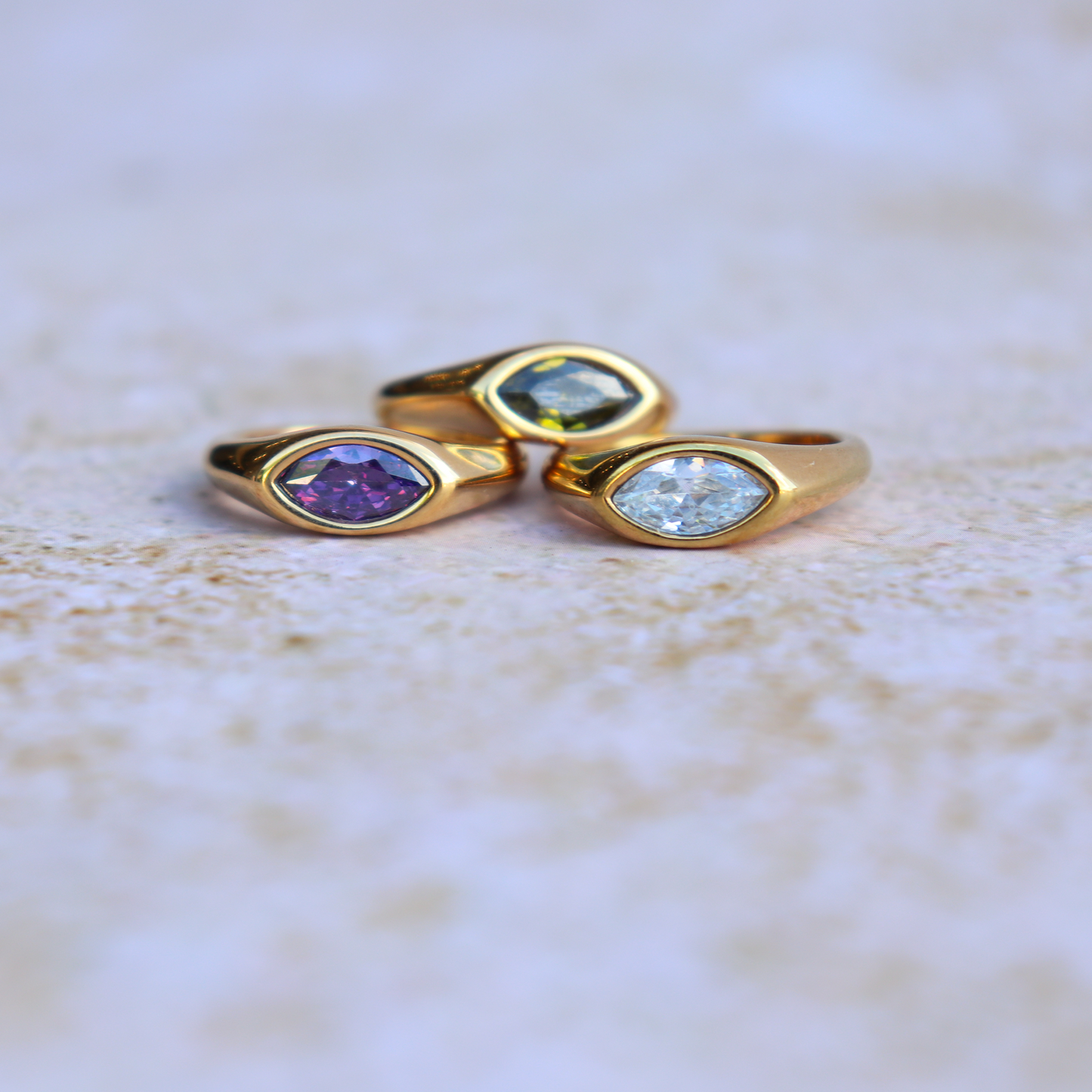 Marquise Zircon Signet Ring - Aligned Gemini Co