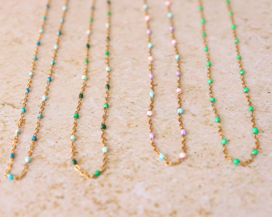 Gold Chain Beaded Necklace - Aligned Gemini Co