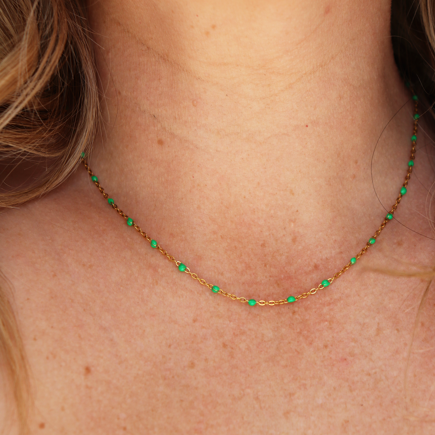 Gold Chain Beaded Necklace
