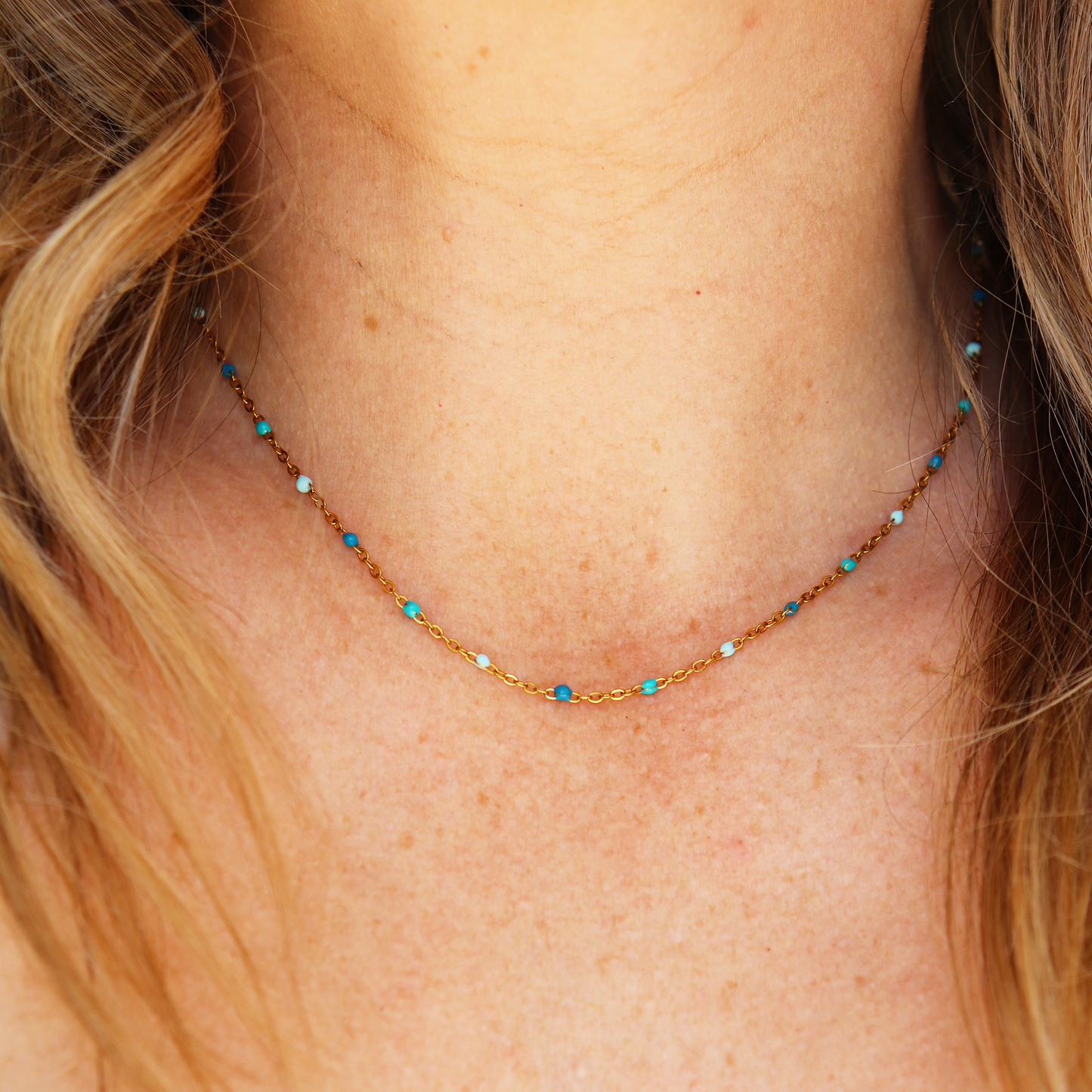 Gold Chain Beaded Necklace