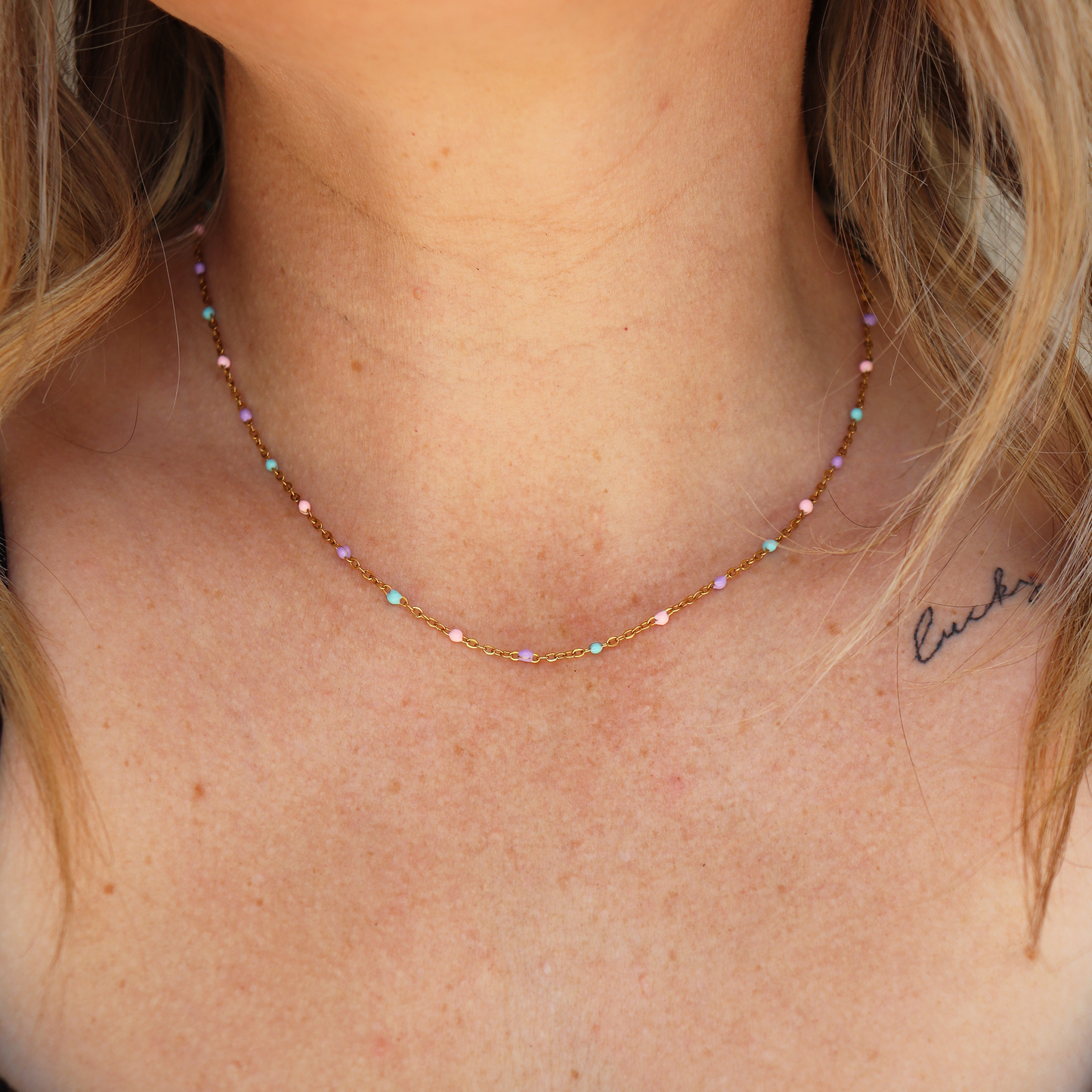 Gold Chain Beaded Necklace
