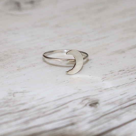 Crescent Moon Ring - Vintage Rose Handmade Jewellery