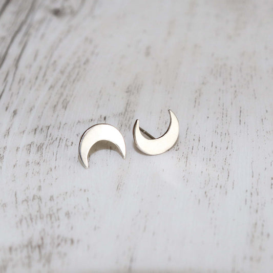 Crescent Moon Silver Stud - Vintage Rose Handmade Jewellery