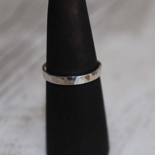 Silver Hammered Ring - Vintage Rose Handmade Jewellery