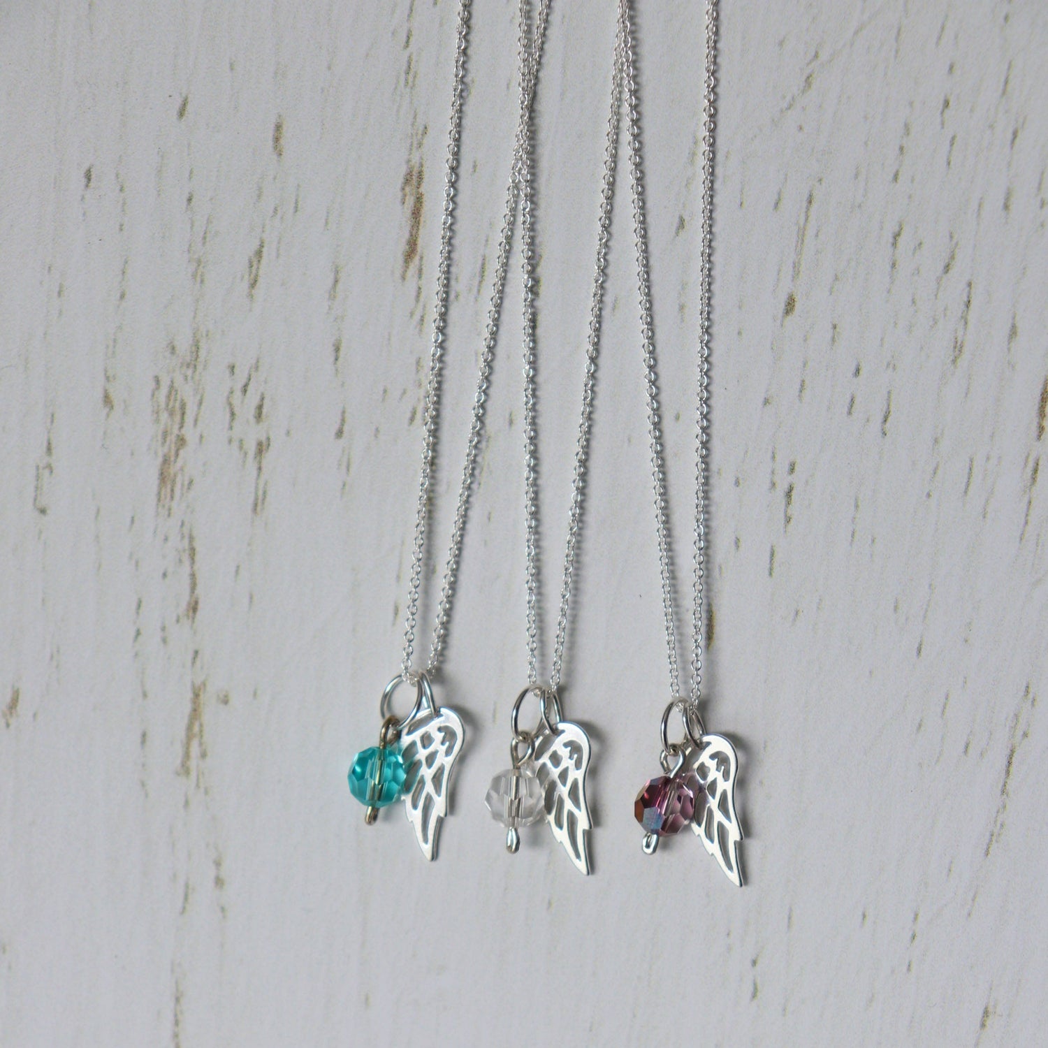 Infant loss keepsake jewellery-Angel wing charm-Sterling silver-Swarovski crystal-Vintage rose handmade