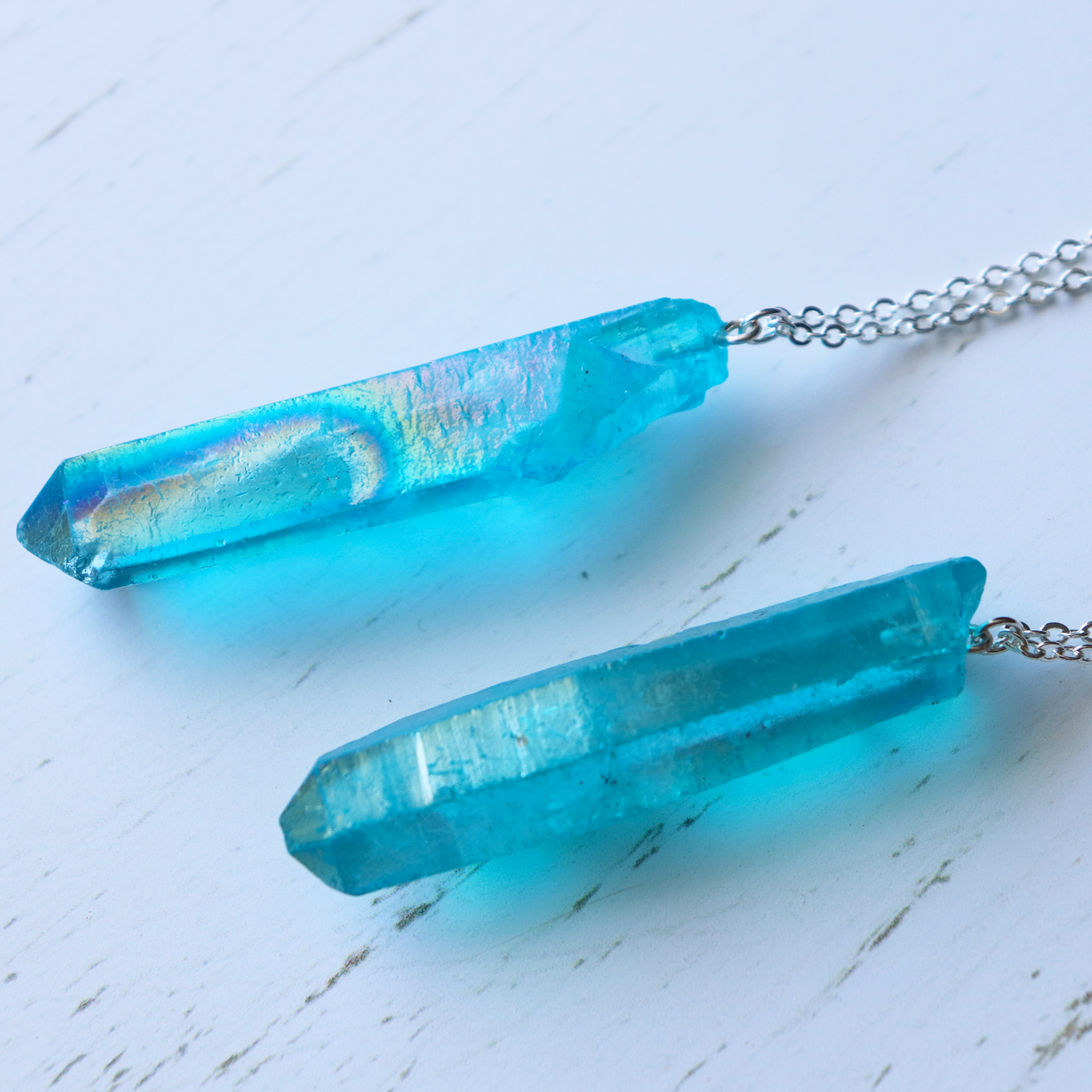 Aqua Aura Quartz Necklace - Aligned Gemini Co