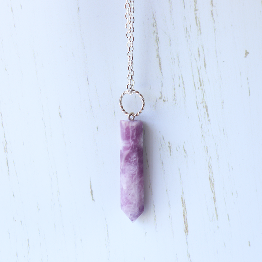 Lepidolite Crystal Necklace - Aligned Gemini Co