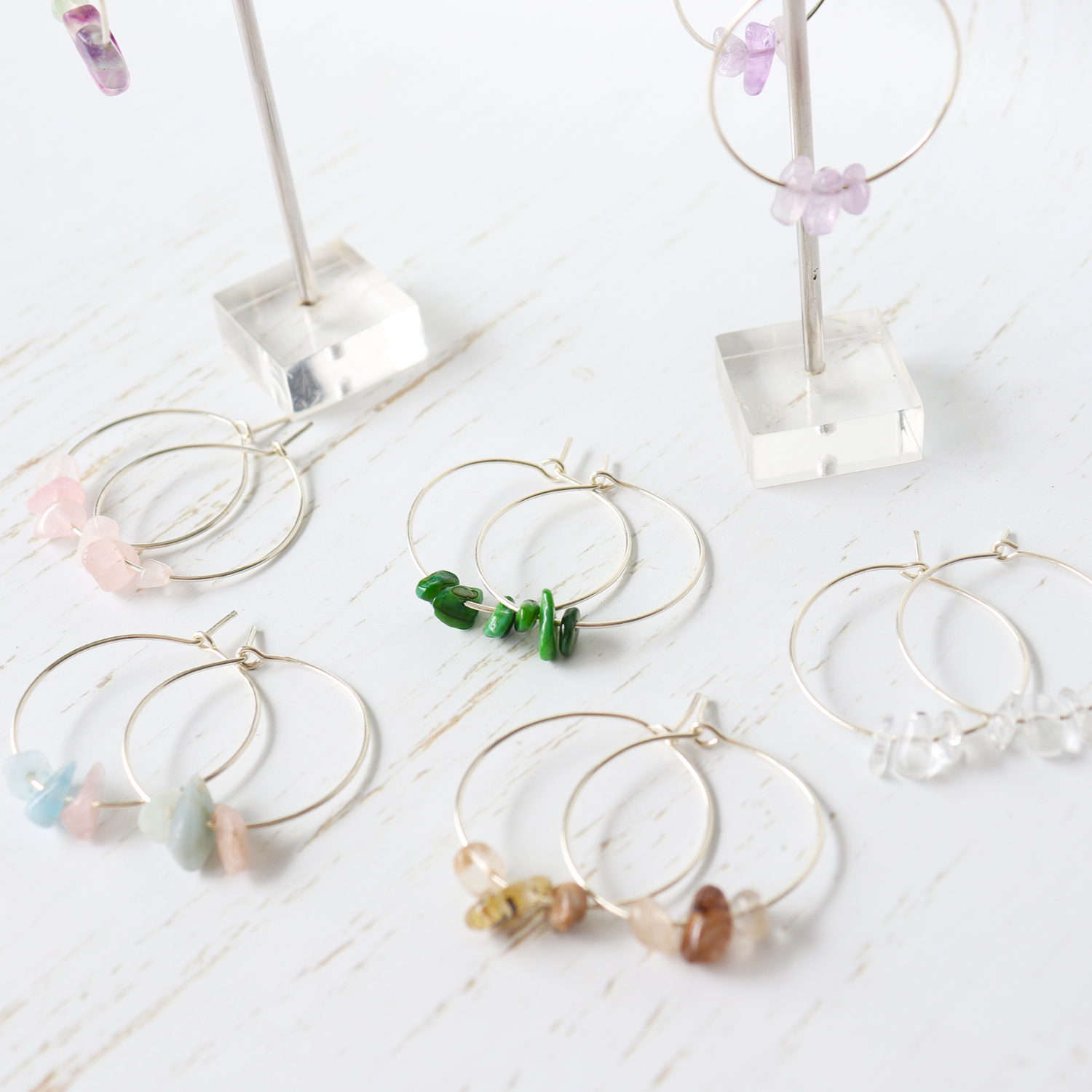 Crystal chip hoop earrings - Aligned Gemini Co