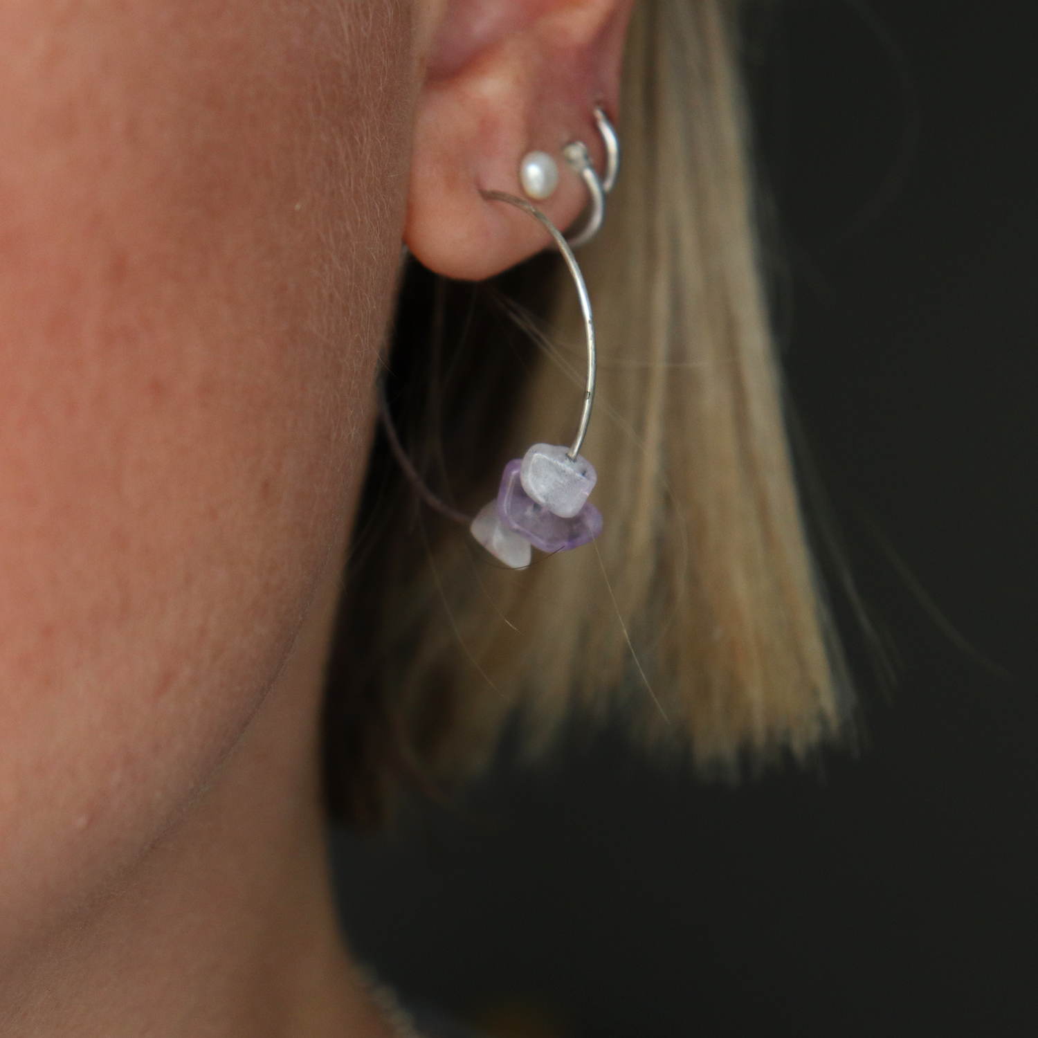 Crystal chip hoop earrings - Aligned Gemini Co