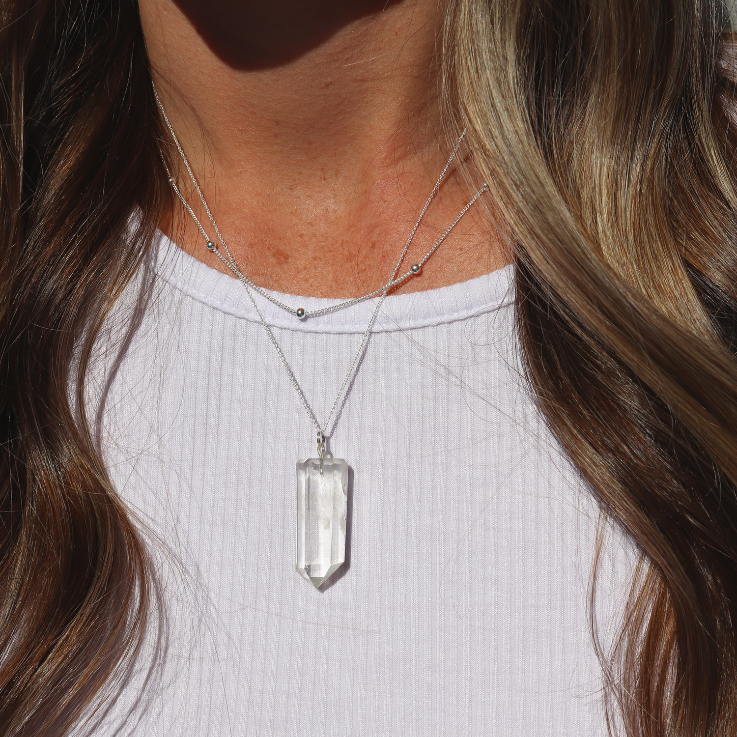 Clear Quartz Crystal Necklace 1 - Aligned Gemini Co